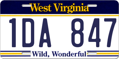 WV license plate 1DA847