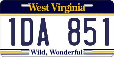 WV license plate 1DA851