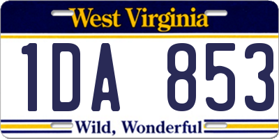 WV license plate 1DA853
