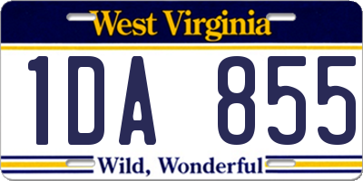 WV license plate 1DA855