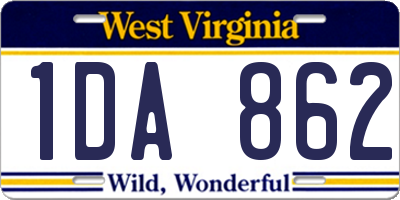 WV license plate 1DA862