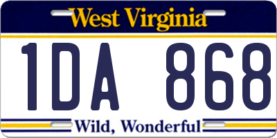 WV license plate 1DA868