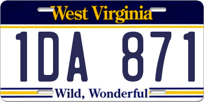 WV license plate 1DA871