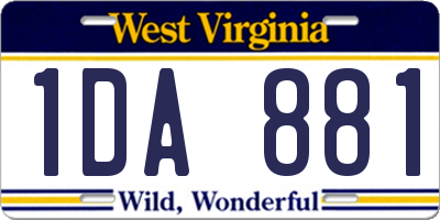 WV license plate 1DA881