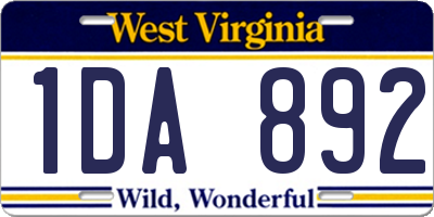 WV license plate 1DA892