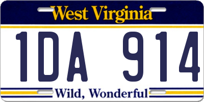WV license plate 1DA914