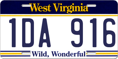 WV license plate 1DA916