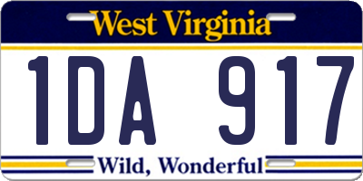 WV license plate 1DA917