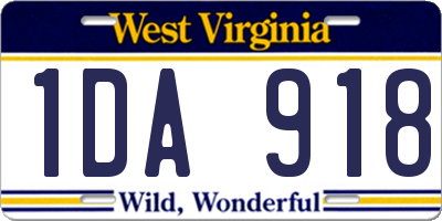 WV license plate 1DA918