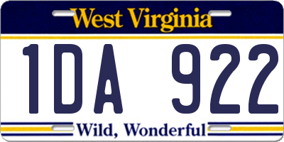 WV license plate 1DA922