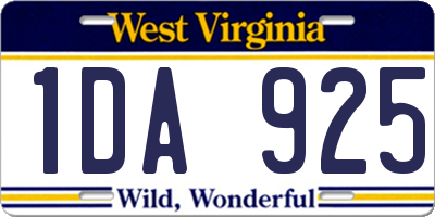 WV license plate 1DA925