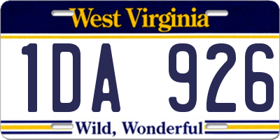 WV license plate 1DA926