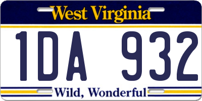 WV license plate 1DA932