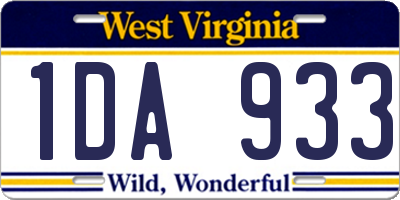WV license plate 1DA933