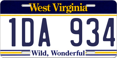 WV license plate 1DA934