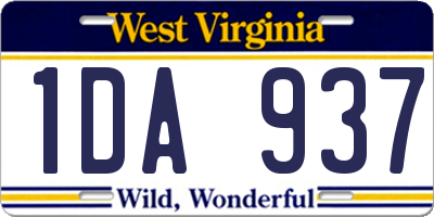 WV license plate 1DA937