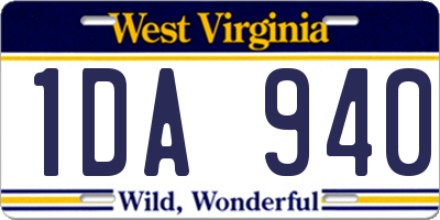 WV license plate 1DA940