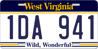 WV license plate 1DA941