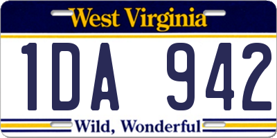 WV license plate 1DA942