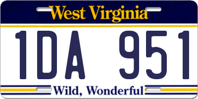 WV license plate 1DA951