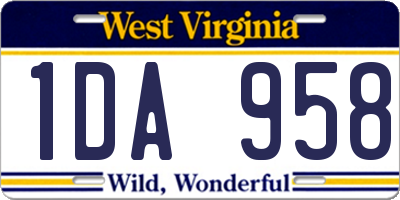WV license plate 1DA958