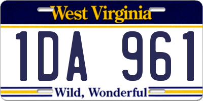 WV license plate 1DA961
