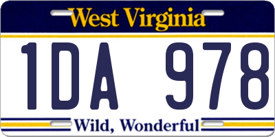 WV license plate 1DA978