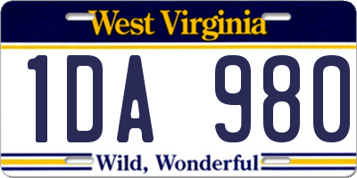 WV license plate 1DA980