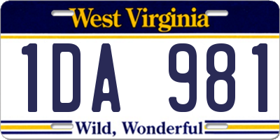 WV license plate 1DA981