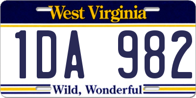 WV license plate 1DA982
