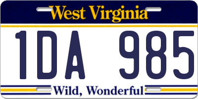 WV license plate 1DA985