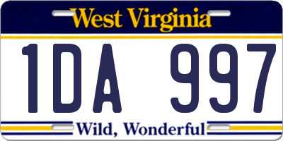 WV license plate 1DA997