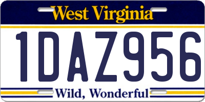 WV license plate 1DAZ956