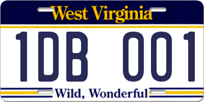 WV license plate 1DB001