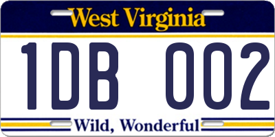 WV license plate 1DB002