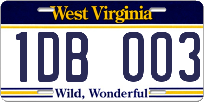 WV license plate 1DB003