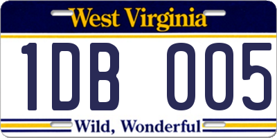 WV license plate 1DB005