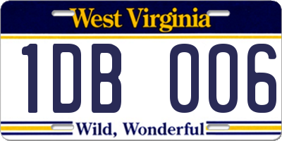 WV license plate 1DB006