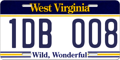 WV license plate 1DB008