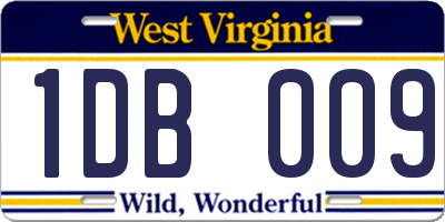 WV license plate 1DB009