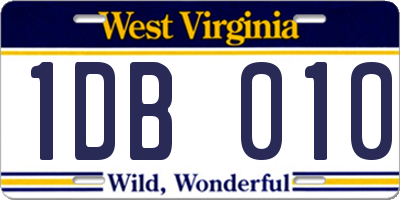 WV license plate 1DB010