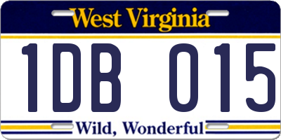 WV license plate 1DB015