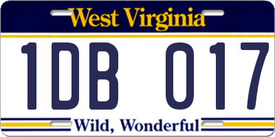 WV license plate 1DB017