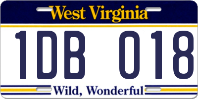 WV license plate 1DB018