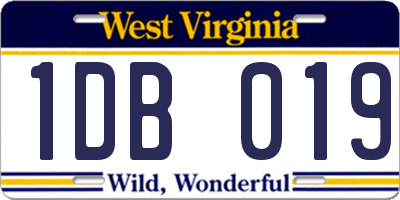 WV license plate 1DB019