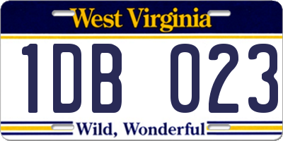 WV license plate 1DB023