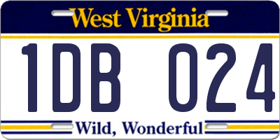 WV license plate 1DB024