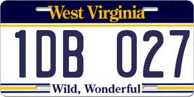 WV license plate 1DB027