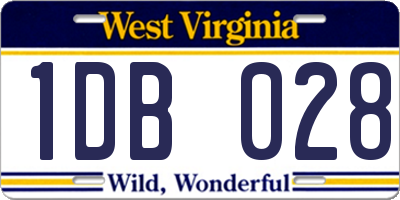 WV license plate 1DB028