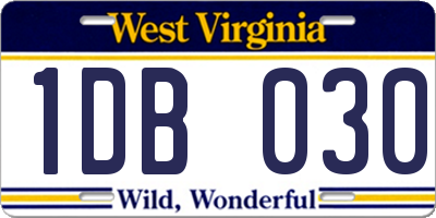WV license plate 1DB030